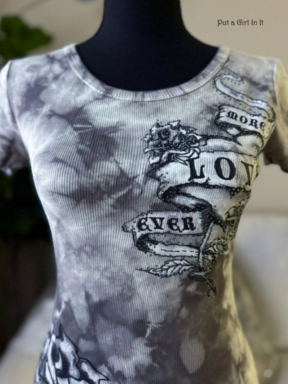 Vocal Apparel Women's Crystal Tie Dye Love Forever Old School Shirt S M L Y2K - Picture 3 of 4
